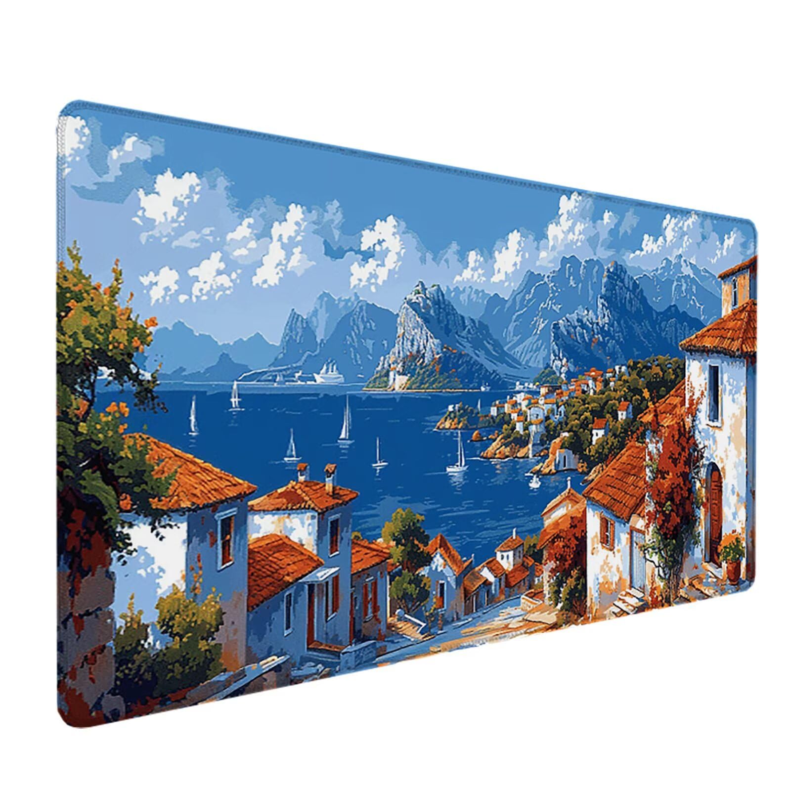 Paisaje Alfombrilla Ratón Gaming XXL 1500x800x3mm, Alfombrilla Gaming Azul Mousepad con Base de Goma Antideslizante, Impermeable Desk Mat para Teclado y Raton, Accesorios Gaming Regalos de Hombre P-C