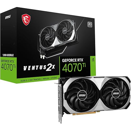 MSI Gaming GeForce RTX 4070 Ti 12GB GDRR6X 192-Bit HDMI/DP Nvlink TORX Fan 4.0 Ada Lovelace Architecture Graphics Card (RTX 4070 Ti Ventus 2X 12G OC), Black