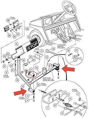 Miniatura 7 de Juego de montaje de bloque de freno de carrito de golf, para Club Car DS Gas/Electric Carryall Golf Cart 1981-Up1011402