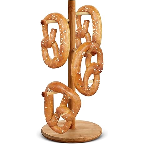 Bamboo Pretzel Holder: Serving Stand for Gatherings and Home Use