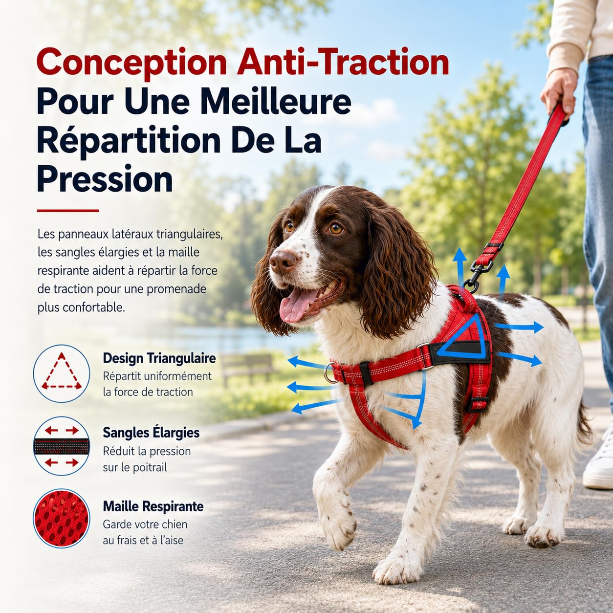 veltriofrance Harnais Chien Anti Traction Harnais Reglable Confort Poitrine Respirant Controle Marche Reflechissant pour Chiens (Vert,XL)