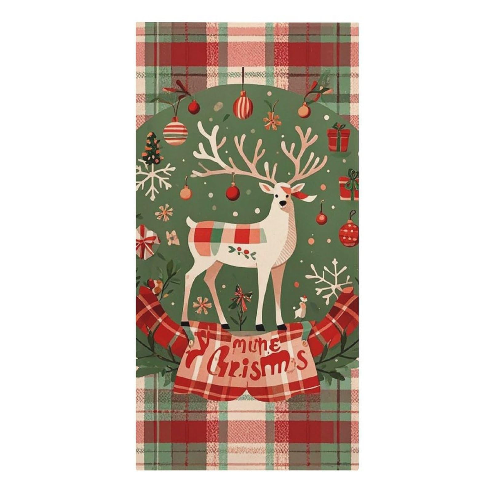 QMNLKH Vintage Woodgrain Christmas Wildlife Beach Towel for Women, Large Microfiber Pool Towel for Men, Absorbent Swim Towels for Home, Lightweight Bath Towels for Camping, Yoga, 30.3"x61.4"