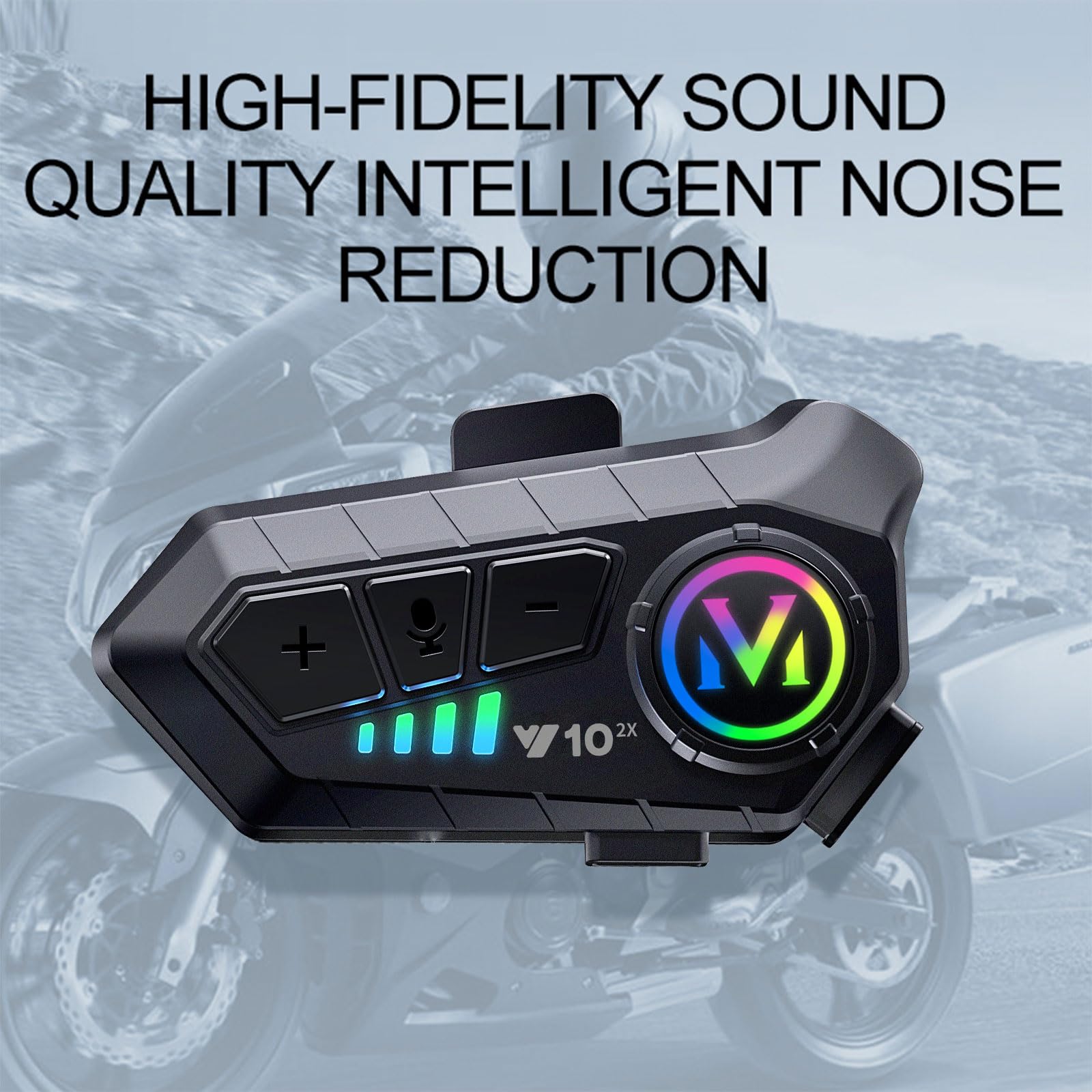 Y10-2X - Auriculares Bluetooth para casco de motocicleta, intercomunicador dual de 300 m, auriculares Bluetooth 5.3, reducción de ruido inteligente, calidad de sonido de nivel HiFi, IPX6