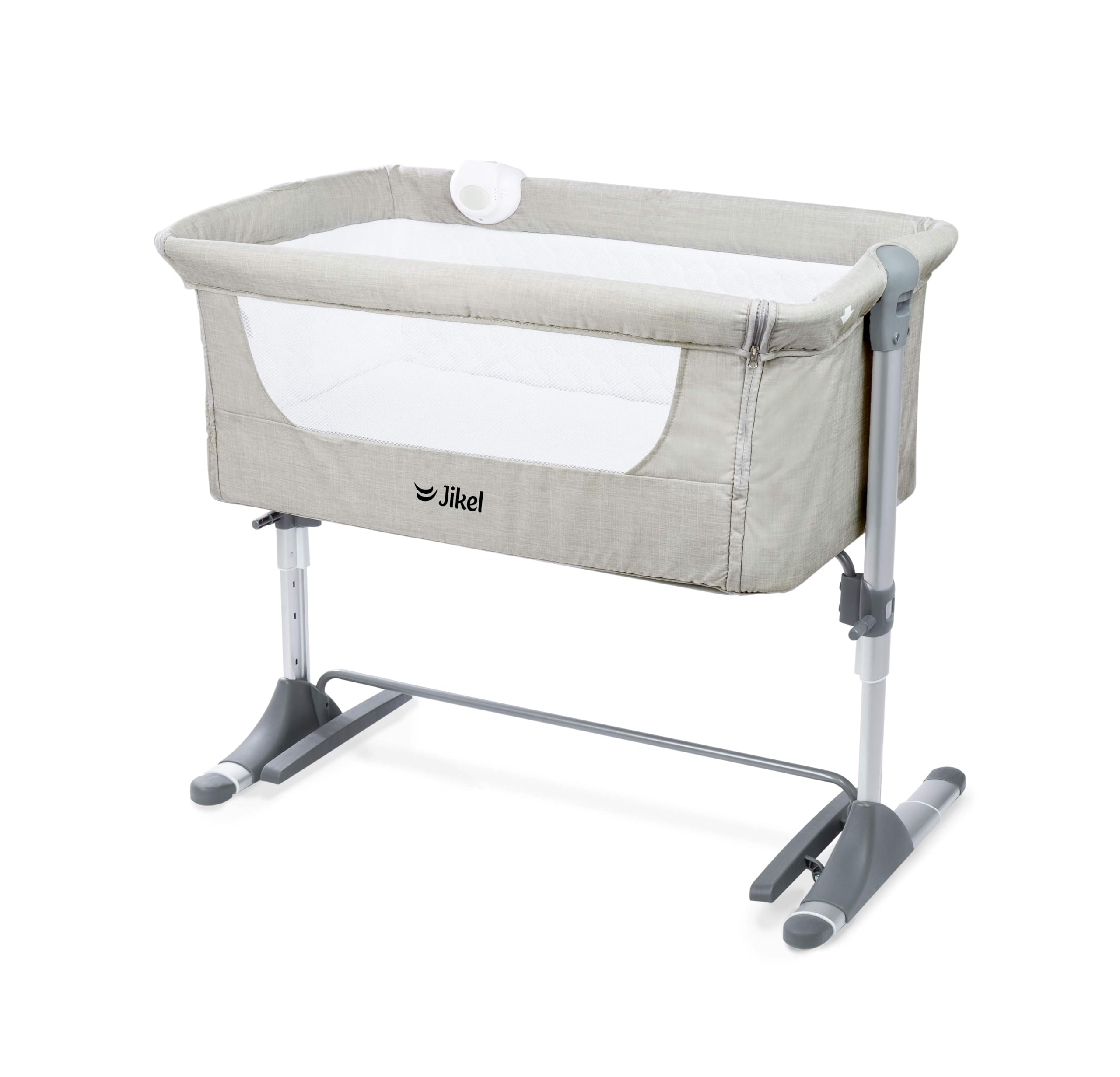 Jikel Nova Baby Bedside Crib,Swing Cradle,Height Adjustable,Light Up,Rocking Functionality,Vibrates, Musical,Mosquito Net/Suitable for 0-1 year (Grey)