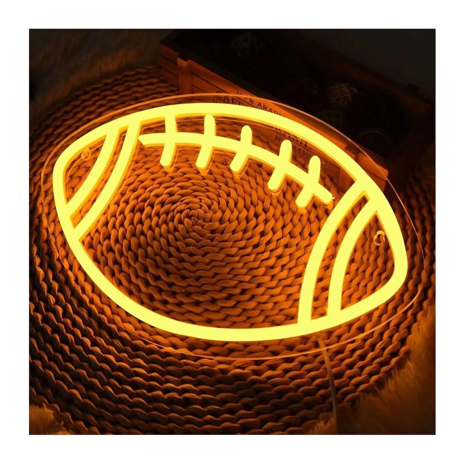 Generico Per insegne al neon Decorazione per feste Rugby per Forma di calcio LED(Giallo)
