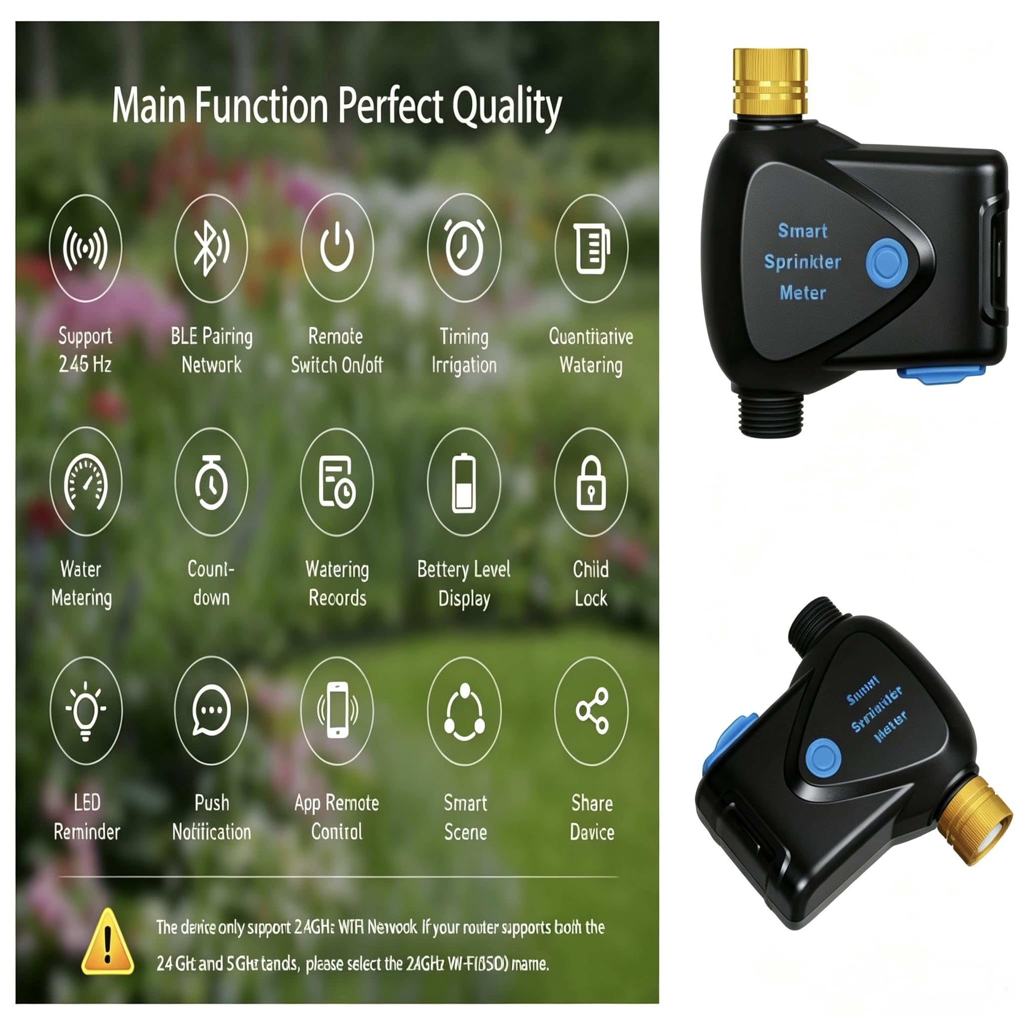Smart Home - Timer per irrigazione Wi-Fi, computer di irrigazione, regolatore intelligente di irrigazione da giardino per tubi, compatibile con TUYA, IP65 impermeabile con ritardo della pioggia per il