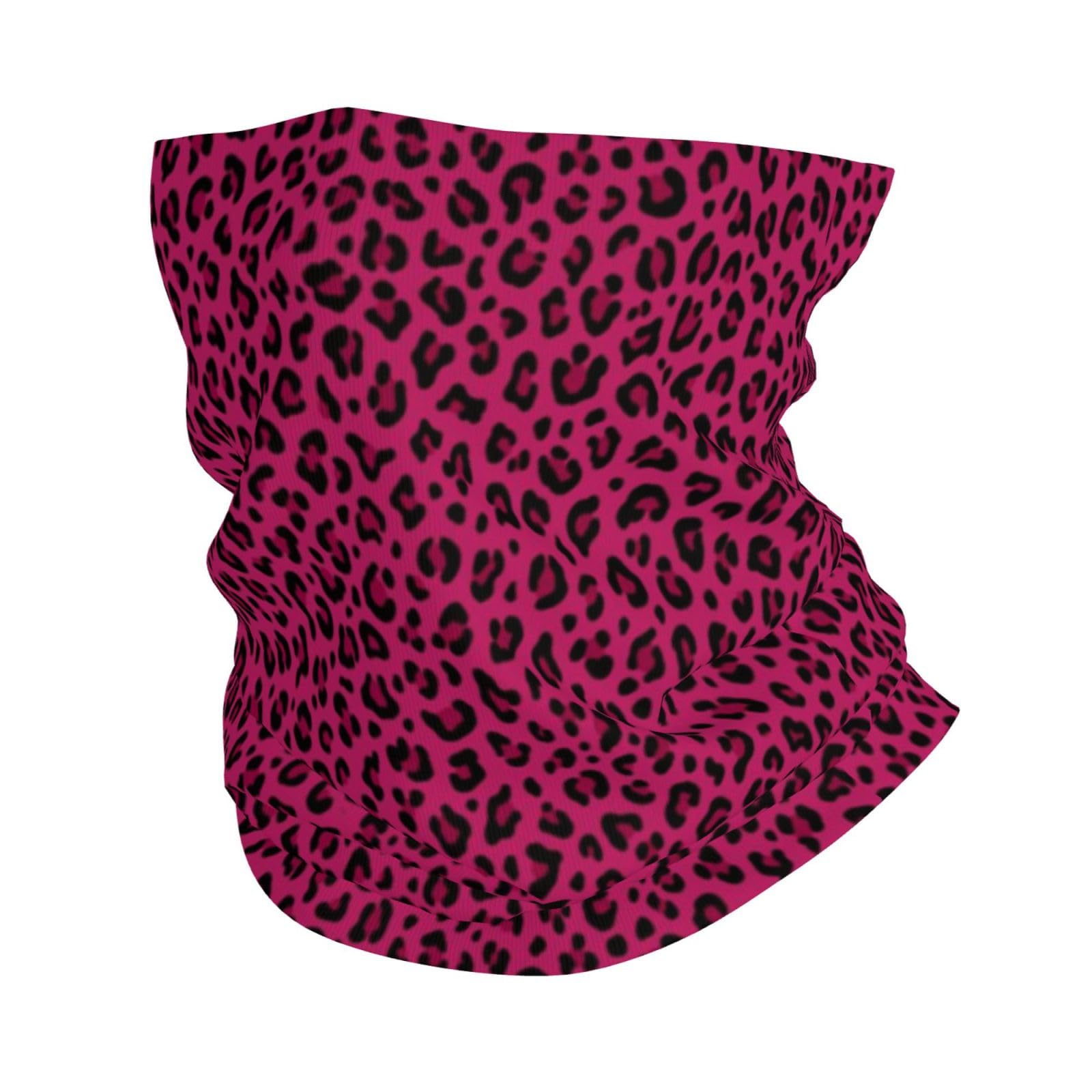 Tcoay Unisex As Shown Neck Gaiter Neck Warmer Soft Face Cover Tube Half Face Mask Scarf Balaclava,Love Leopard Leopard Print In Hot Pink