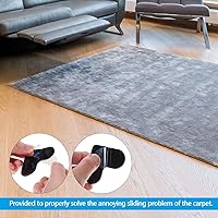 Vista 7 de Paquete de 4 adhesivos antideslizantes para alfombras, cinta adhesiva de doble cara para alfombras, lavable, cinta adhesiva de doble cara