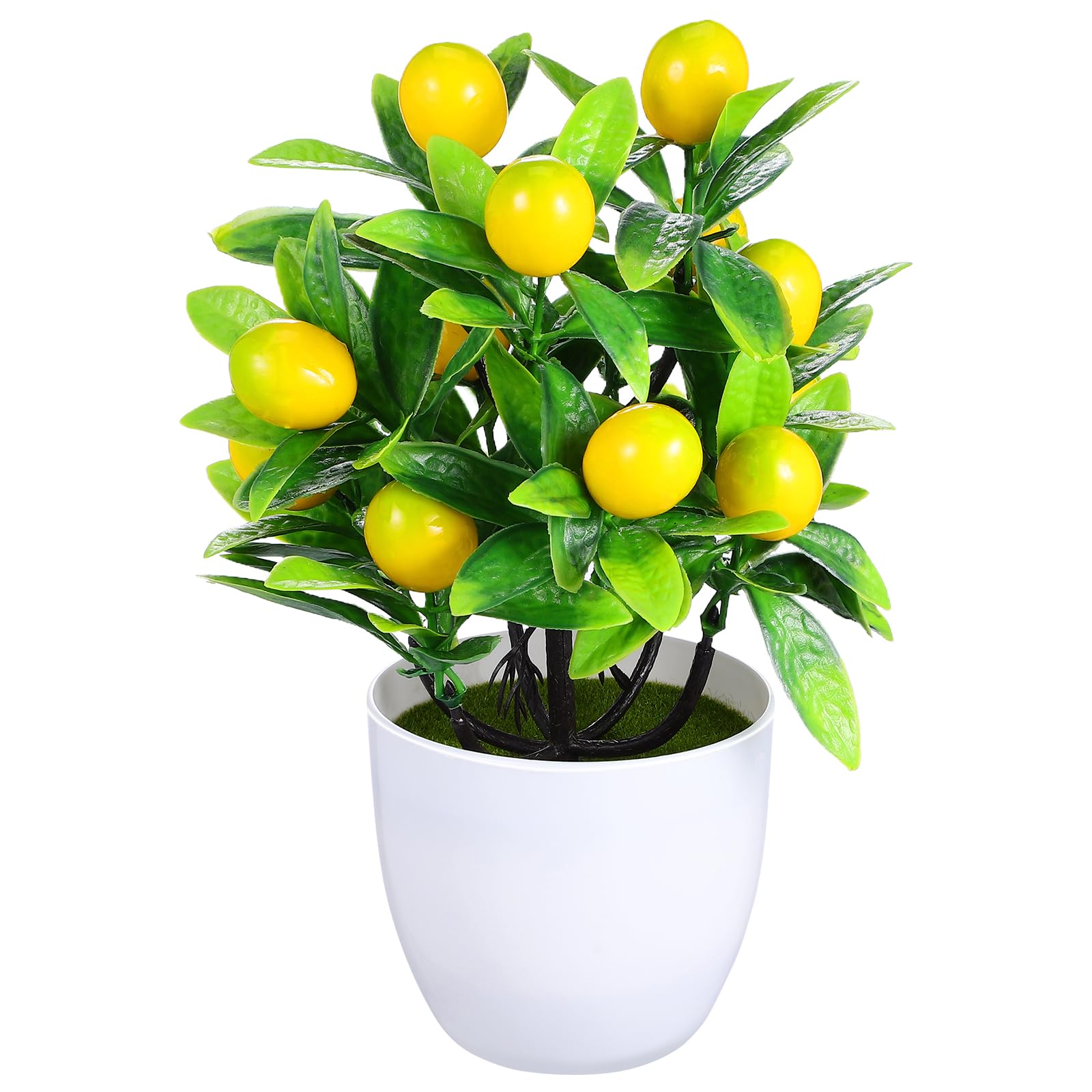 Fake Lemon Tree Small Artificial Plant Fake Plastic Lemon Tree Bonsai Decor Potted Plant Bathroom Faux Plant for Indoor Decor Window Tabletop Office Colorful Flower Plant