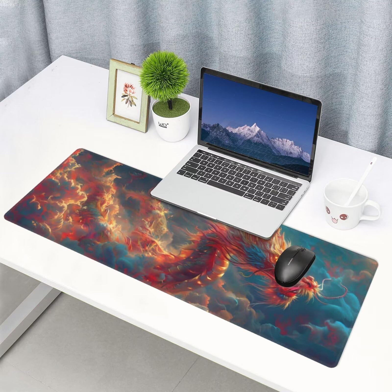 Tappetino Mouse, Tappetino Mouse Gaming Grande XXL 1500x800x3mm Tappetino Scrivania Mouse Pad, Base in Gomma Antiscivolo, Bordi Cuciti,Lavabile, Mousepad per Ufficio e Gaming (Loong) R-449