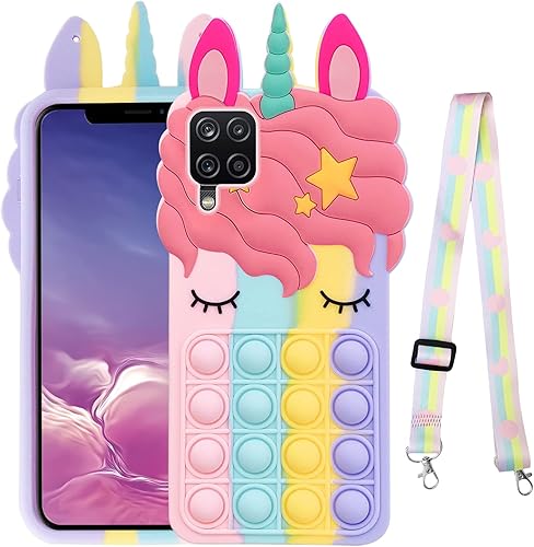 Funda protectora para Samsung Galaxy A12 5G, para Samsung Galaxy A42 5G, con correa para apretar, juguetes de dibujos animados en 3D, diseño de