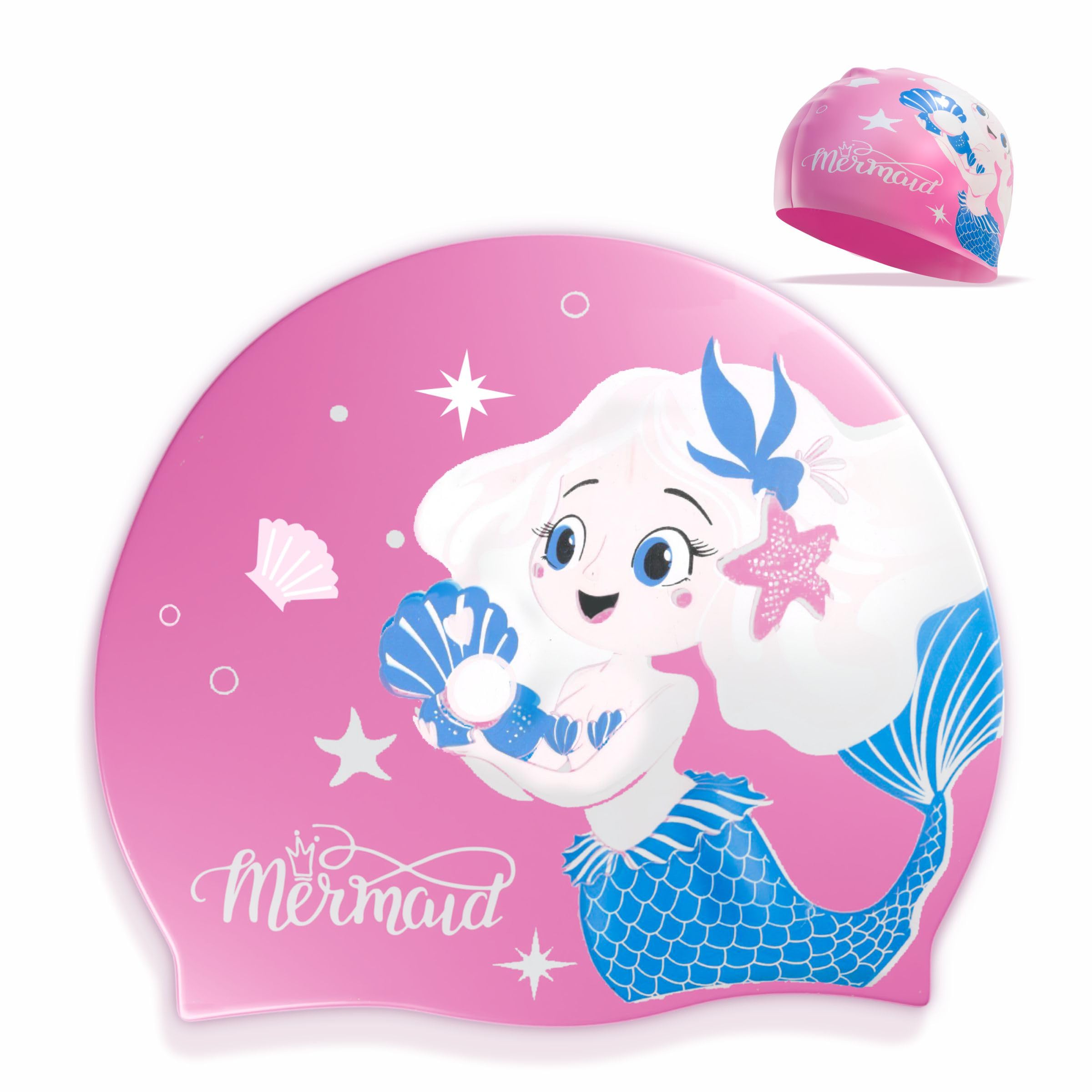 Konex Waterproof Silicone Swimming Cap for Kids | Snug Fit, Anti-Tear & Stretchable | Gentle on Skin with Full Head Coverage & Hair Protection -(Pink)-image-32