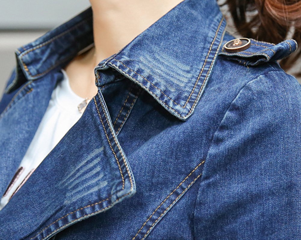 Damen Denimjacke Leichtes Winddicht Übergangs Jacken Draussen Jacke für Mädchen XXL