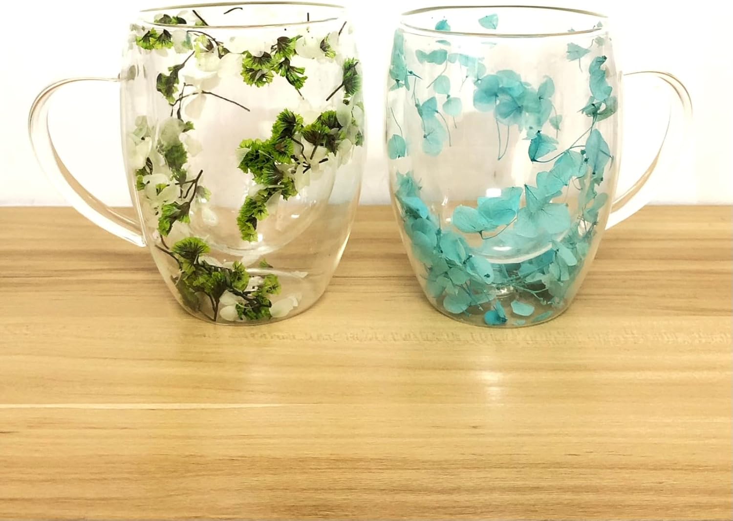 Double Walled Glass Coffee Mugs Flower Glass Coffee Mug With Handle Decorative 10 oz Clear Cappuccino Mug For Hot Cold Tea Milk Latte Wine Beverage Mother’s Day Birthday Christmas Gifts - Image 2