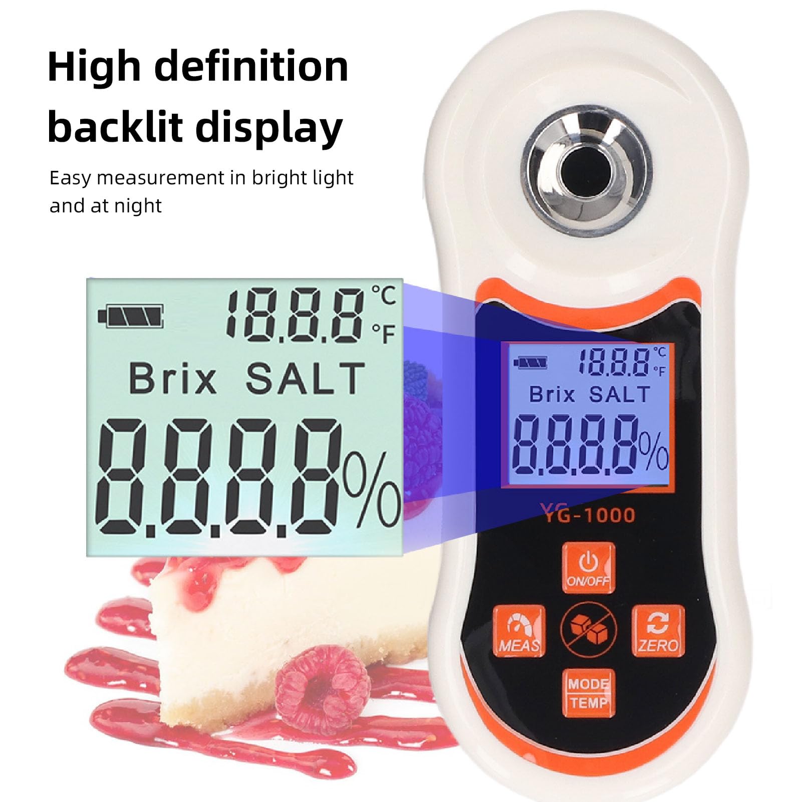 Digital Sugar Refractometer 0 To 60 Percent Sugar Content Measurement, Accurate Measurements in 5 Seconds Connects To Smartphone for 1,000 Data Readings for Fruits, Vegetables