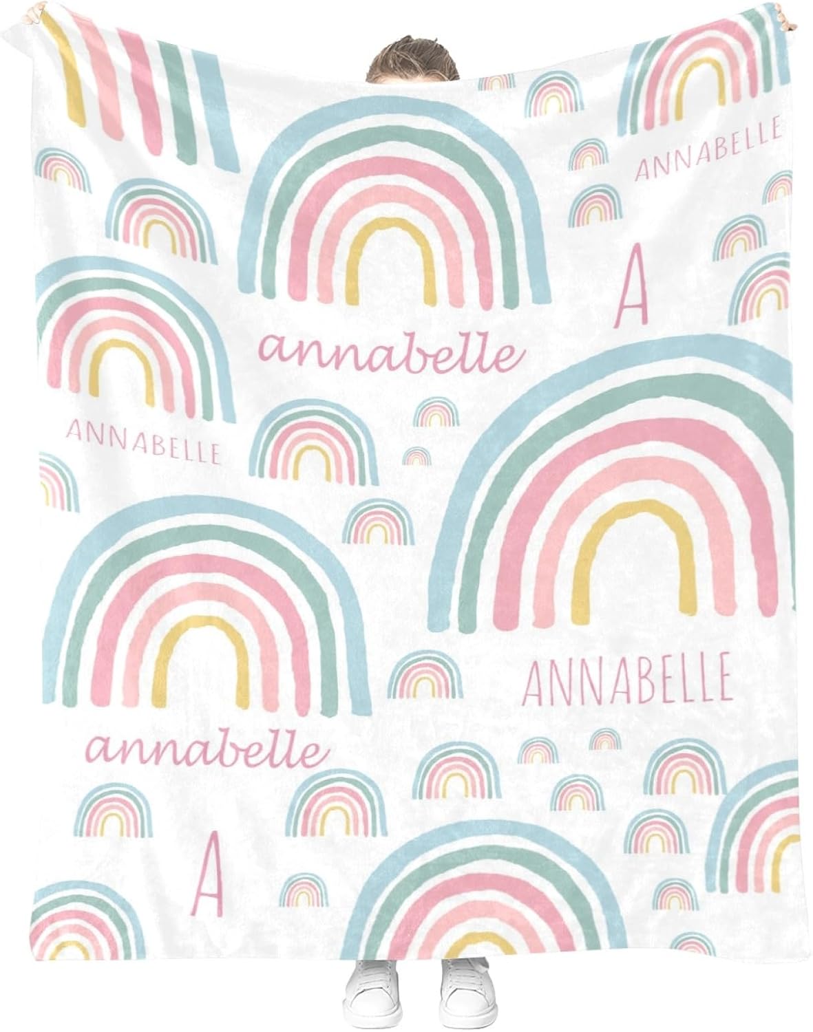 Custom Blanket with Name Personalized Cute Dog Paw Prints Soft Flannel Throw Blanket for Dog Lovers Gift - Baby Swadding Nerborn Super Soft Blanket 50x60inch