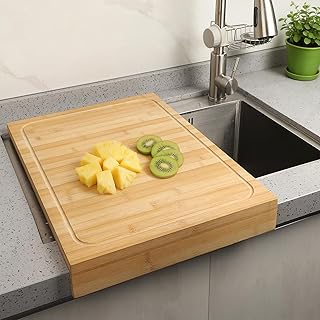 15.8x22 Inch Large Bamboo Cutting Board, Reversible with Juice Grooves &...