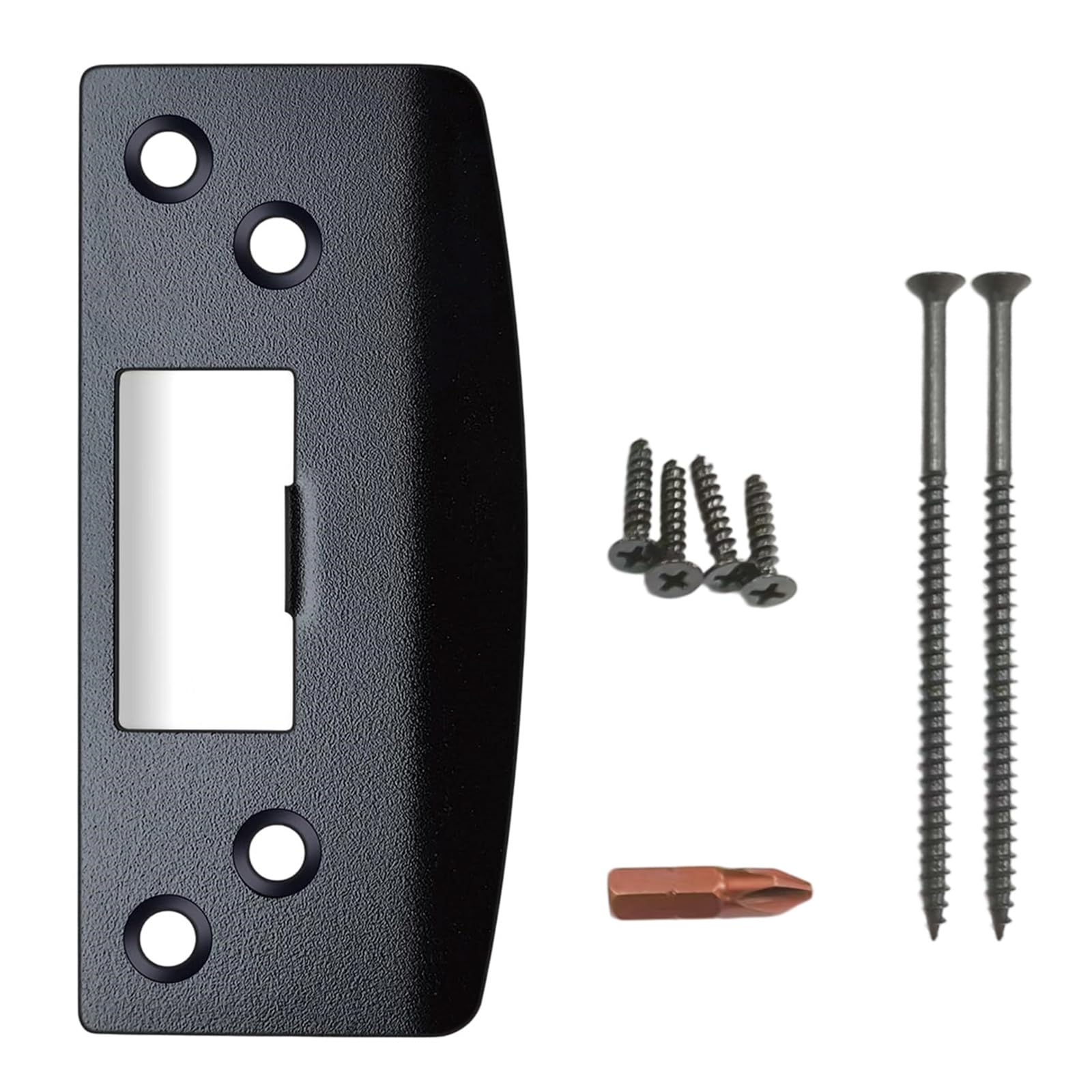 Msioytog Black Door Latches Guide Plate With Screws Stainless Steel Door Strikes Plate Latches Security Reinforcement Long Strips Stainless Steel Strikes