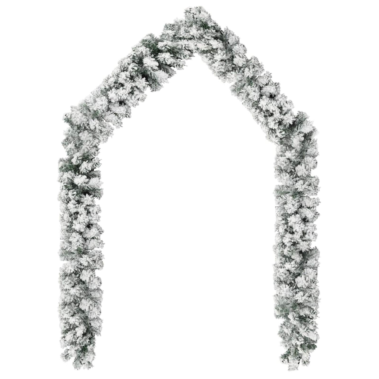 Tidyard Weihnachtsgirlande Geschmückt Weihnachtlichen Girlande 20 m Mit Schnee,Girlande mit beflocktem wei?em Schnee besteht Christbaumschmuck aus PVC-Material