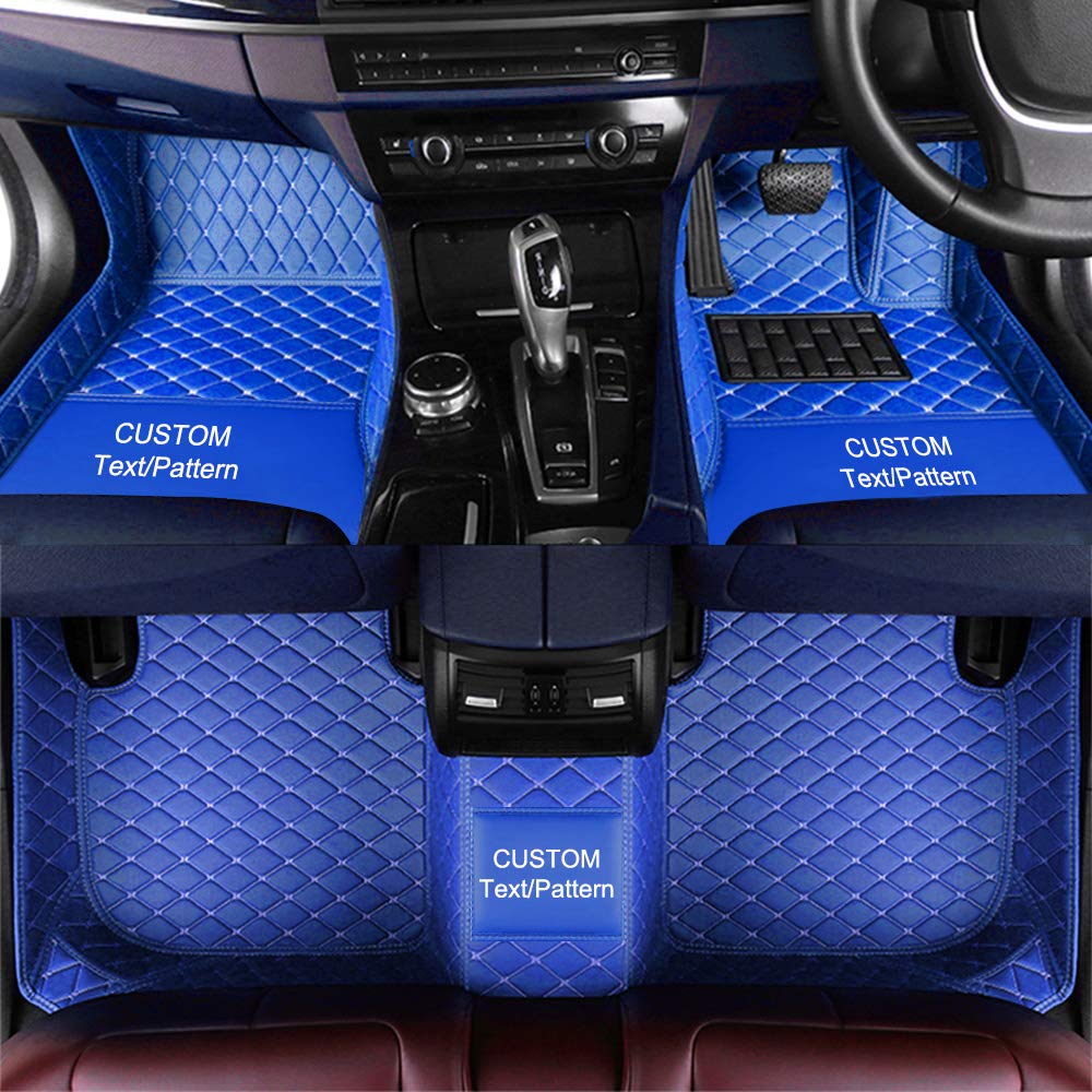 Maidao Custom Car Floor Mats for VW Golf Tiguan CC Arteon Sharan Touareg Touran Transporter Floor Liner,PU Leather All-Weather Waterproof Right Hand Drive Blue