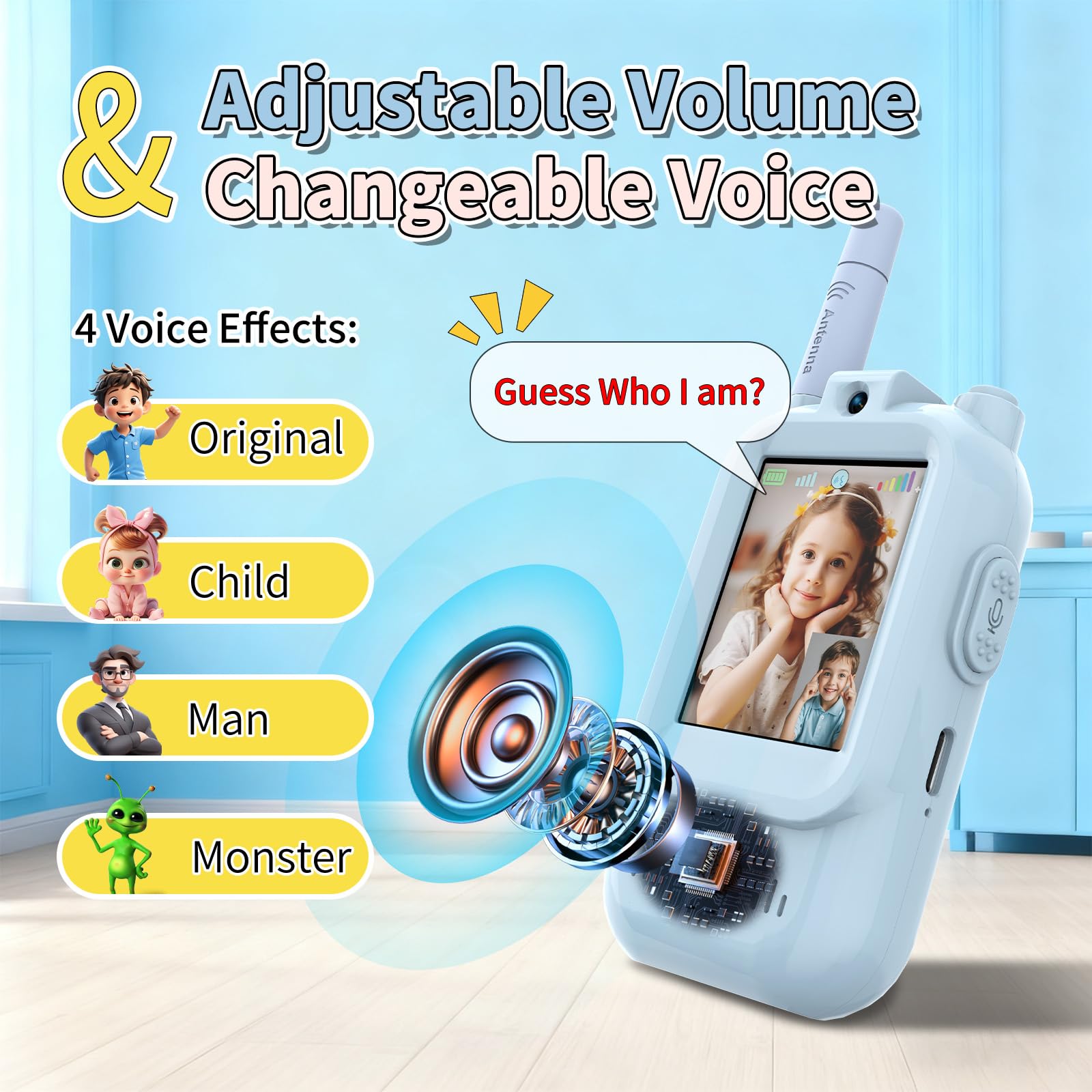 ZOKBOM Video Walkie Talkies for Kids 2 Pack Rechargeable Walkie Talkies with Screen Display and Voice Changer - Image 3