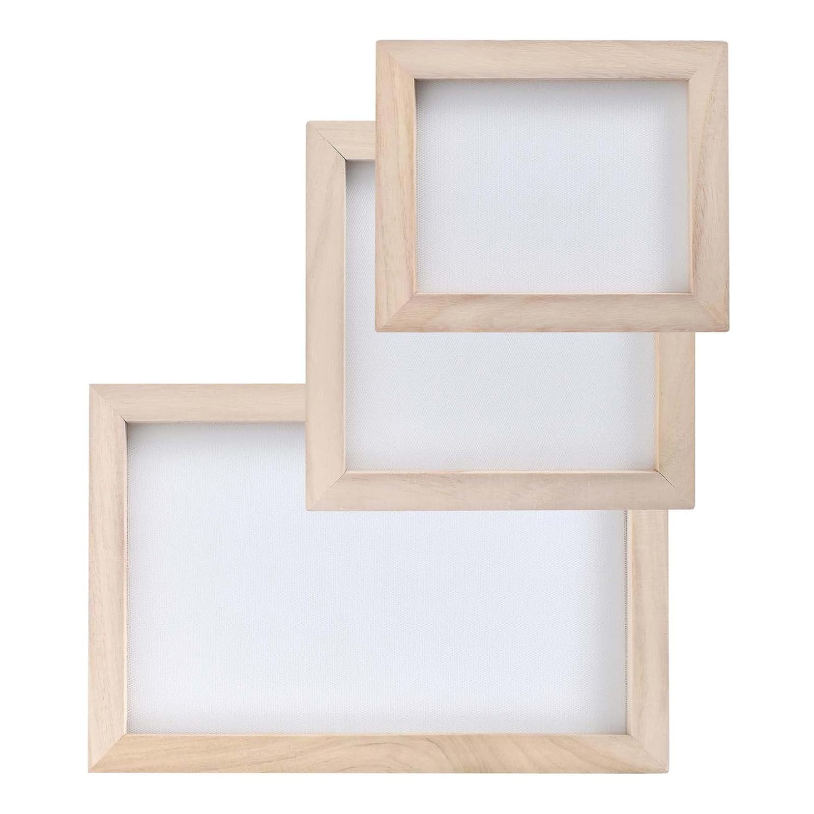 ZwaitL 3Pcs Wooden Paper Making Craft Set for Handmade Craft Papermaking Scrapbooking Art Project 3 Sizes Wooden Frames Paper Making Set