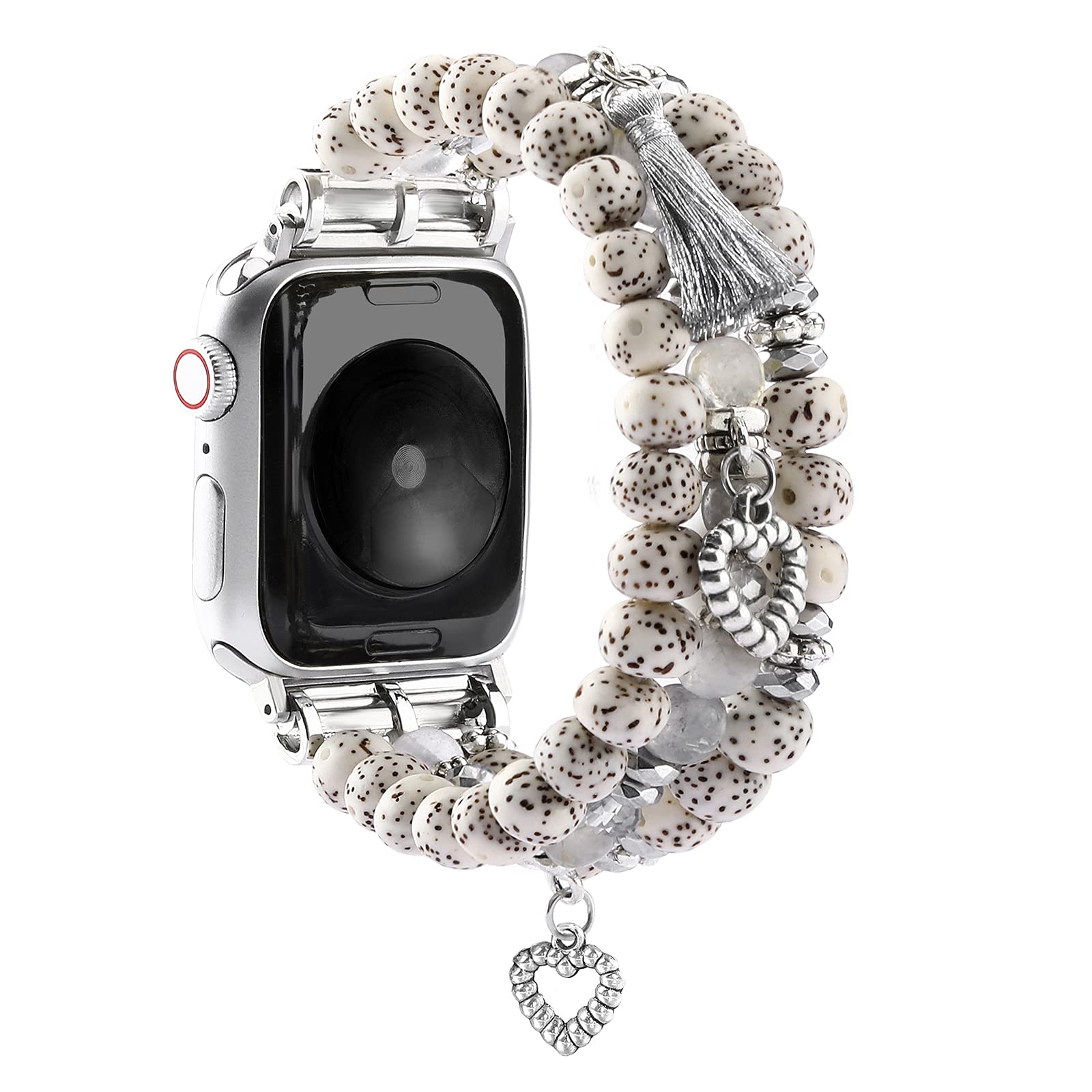 TinoBand Bracelet Beaded Apple Watch Band Compatible with 38mm/40mm/41mm for Women or Men Handmade Elastic Band Beads Apple watch Strap Replacement for Series 8 7 6 5 4 3 2 1 or SE
