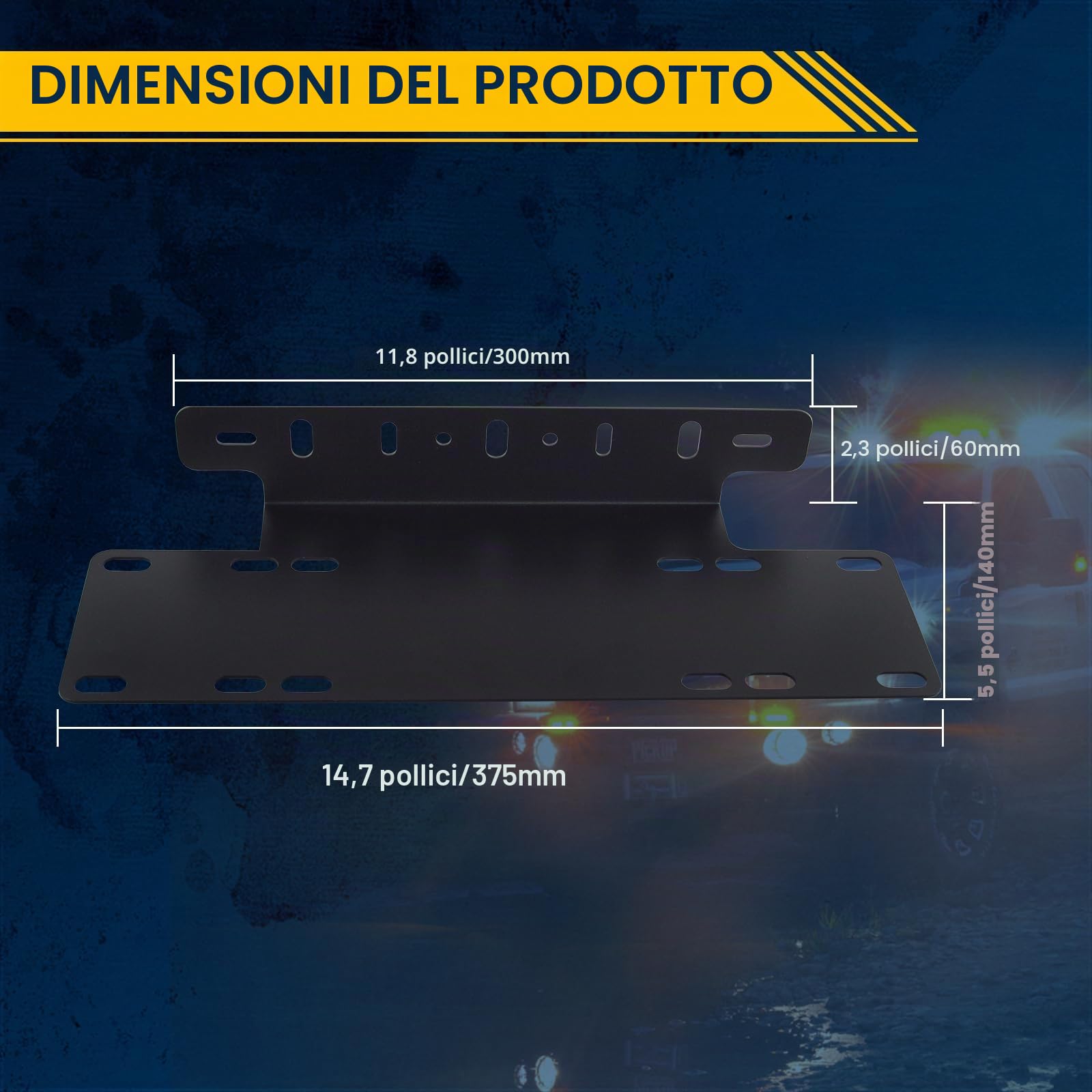 Willpower Universale Staffa Targa Nero Bull Bar Paraurti Anteriore per Faretti LED Faro da Lavoro a LED Targa della Luce Portatarga per 4x4 Fuoristrada Camion Offroad