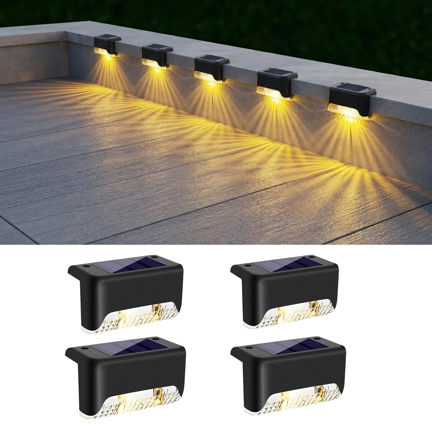 Led Solar Garden Lights Waterproof Outdoor Solar Lamp for Home Stair Steps Deck Balcony Terrace Pathway Gate Boundary Wall (1, Compact)-image-38