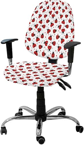 ALAGEO Funda para silla de oficina, diseño de mariquita roja, funda para silla de computadora, en forma de corazón, protectora y elástica, fundas
