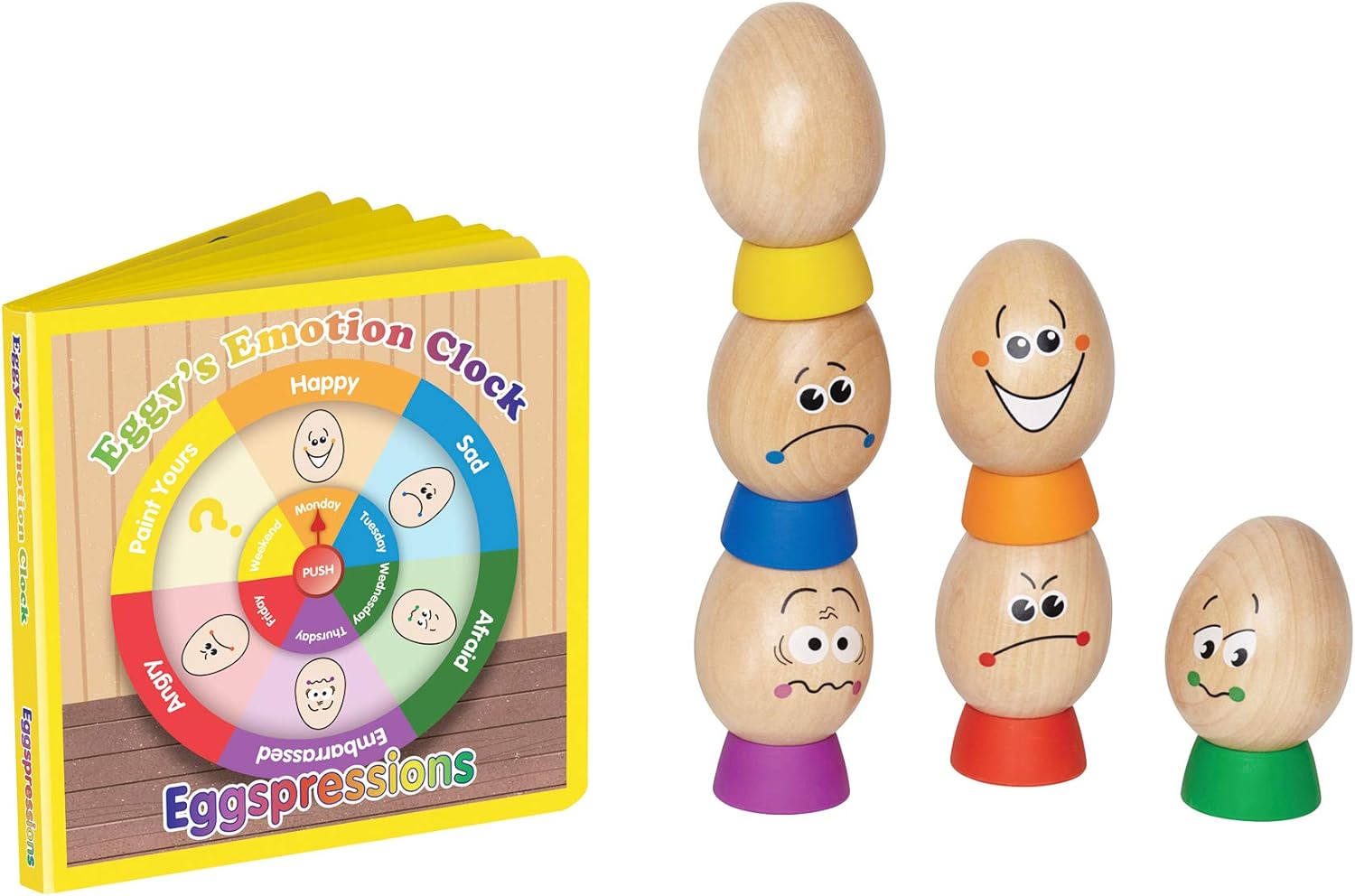 Hape Eggspressions Wooden Learning Toy with Illustrative Book, 13 pieces