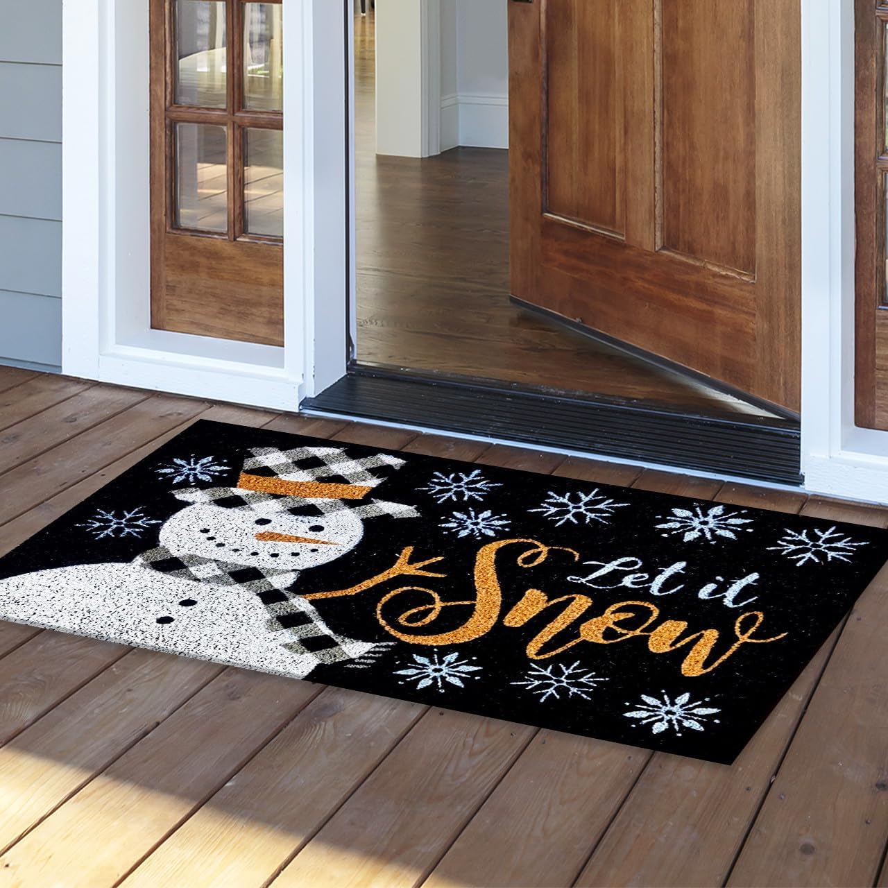 Briarwood Lane Checkered Snowman Medium Coir Doormat 24 x 36