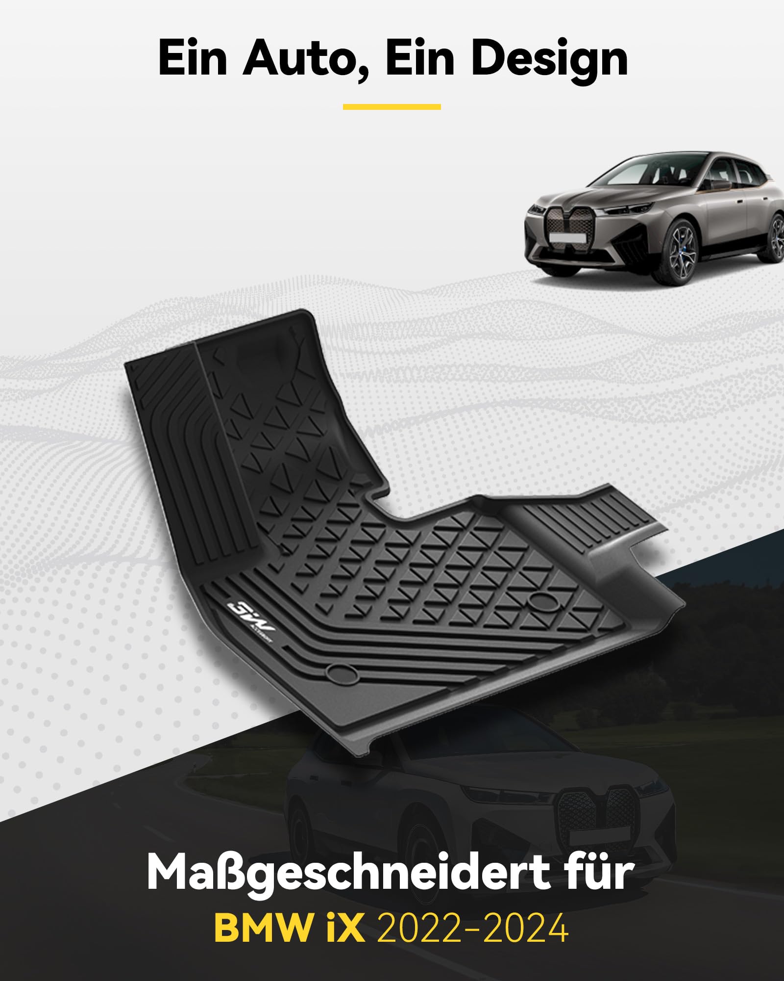 3W Fußmatten & Kofferraumwanne für BMW iX i20 2022-2025 | TPE Thorex™ Allwetter | 3D Maßgeschneiderte Passform | Hundefreundlich Auto Zubehör | Wasserdicht & Kratzfest | Antirutsch