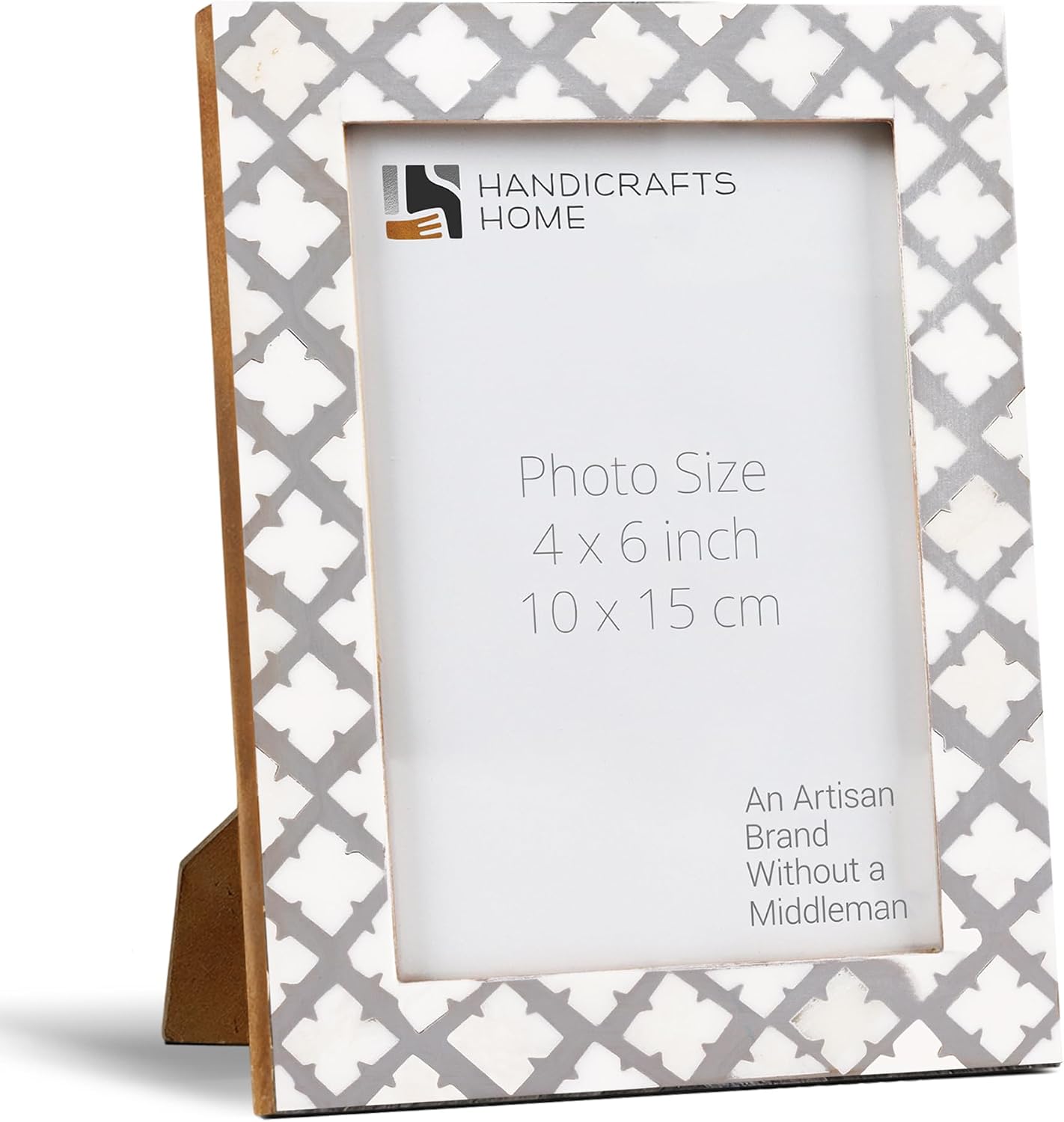 Handicrafts Home Handmade Bone & Resin Inlay Vintage White Photo Frame, 6x4