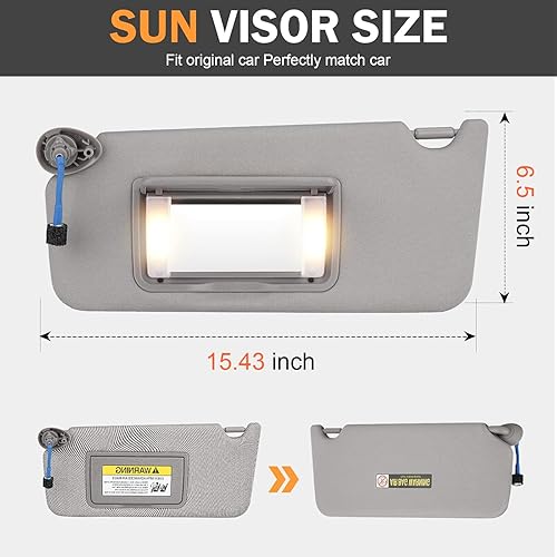 Miniatura 3 de Visera solar del lado del pasajero derecho para Honda Accord 2008 2009 2010 2011 2012 2013 2014 2015 2016 2017 gris repuesto # 83230TA0A91ZA