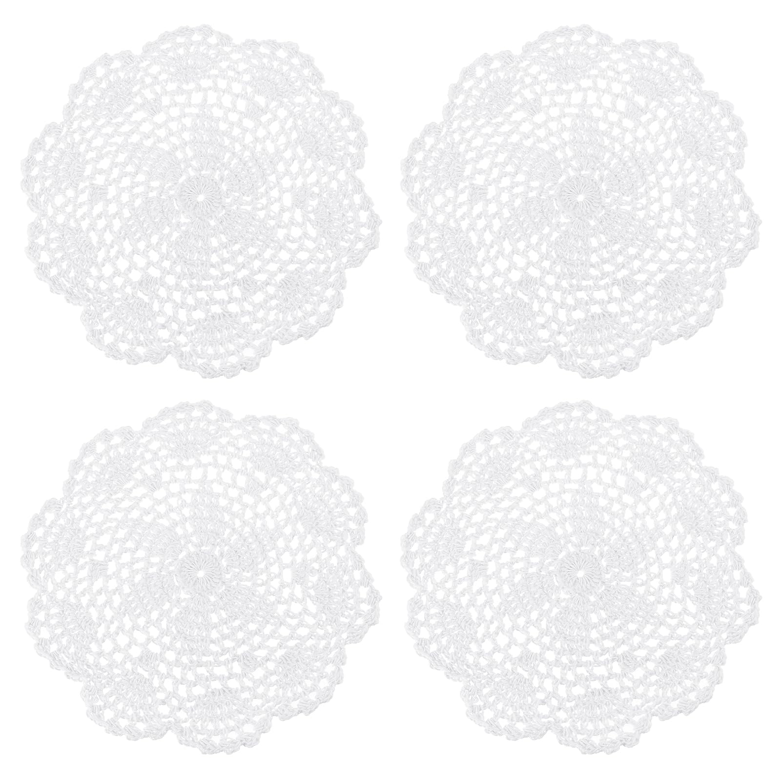 Napperon rond dentelle blanche 20 cm sous-verre coton motif floral
