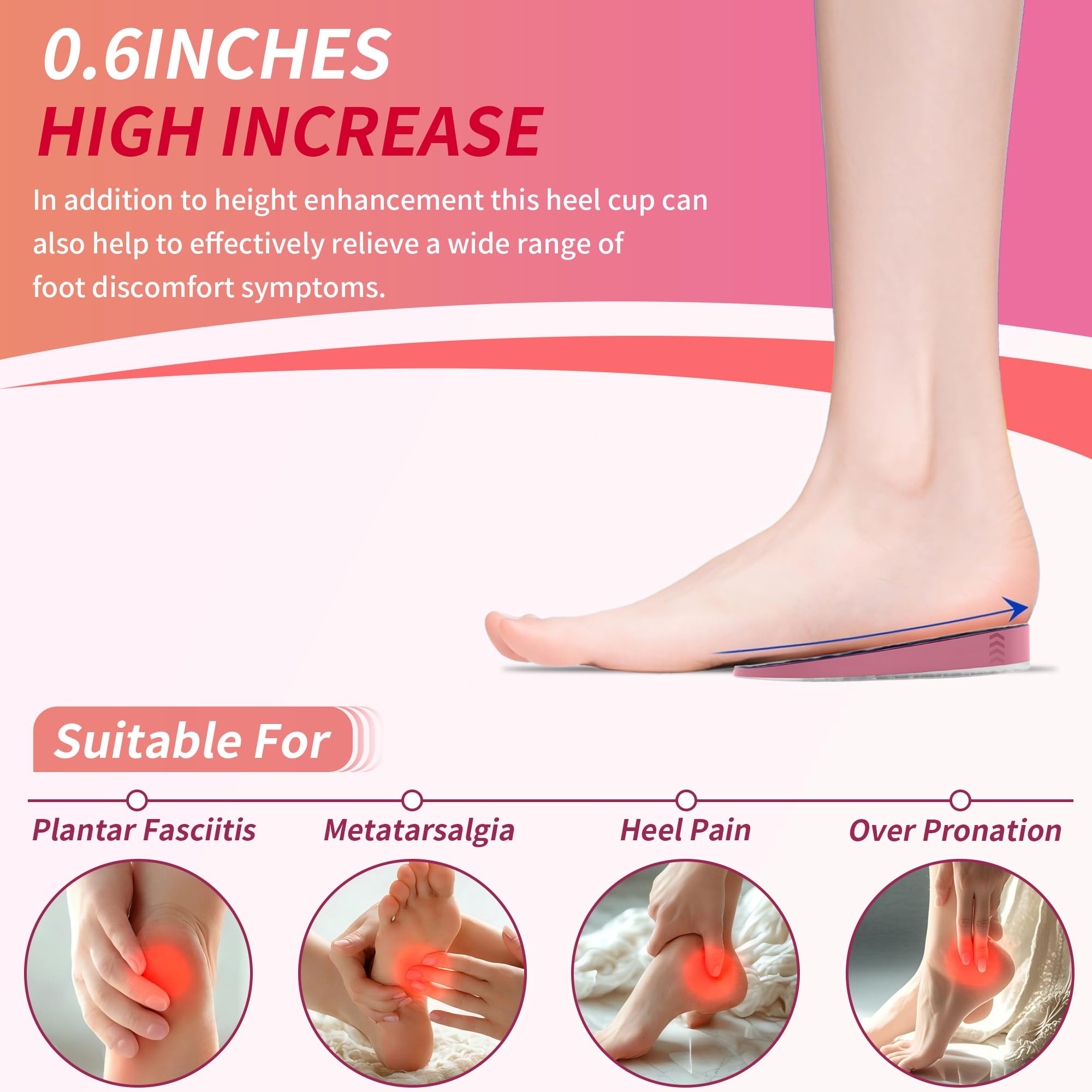 FOOT EASE PRO Height increase insoles Black 0.6 inch