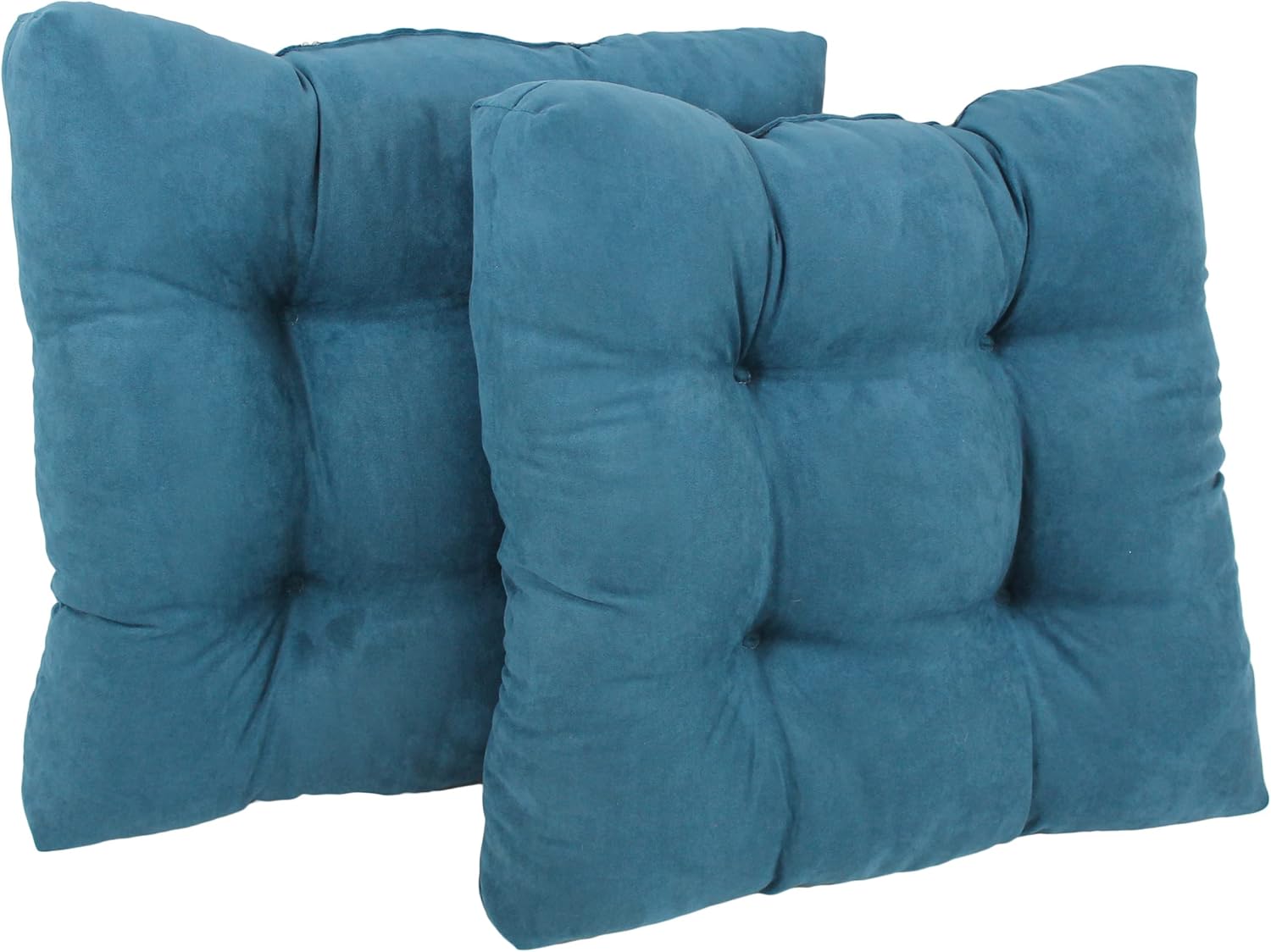 Blazing Needles 19-inch Microsuede Square Chair Cushion, 19" x 19", Teal 2 Count