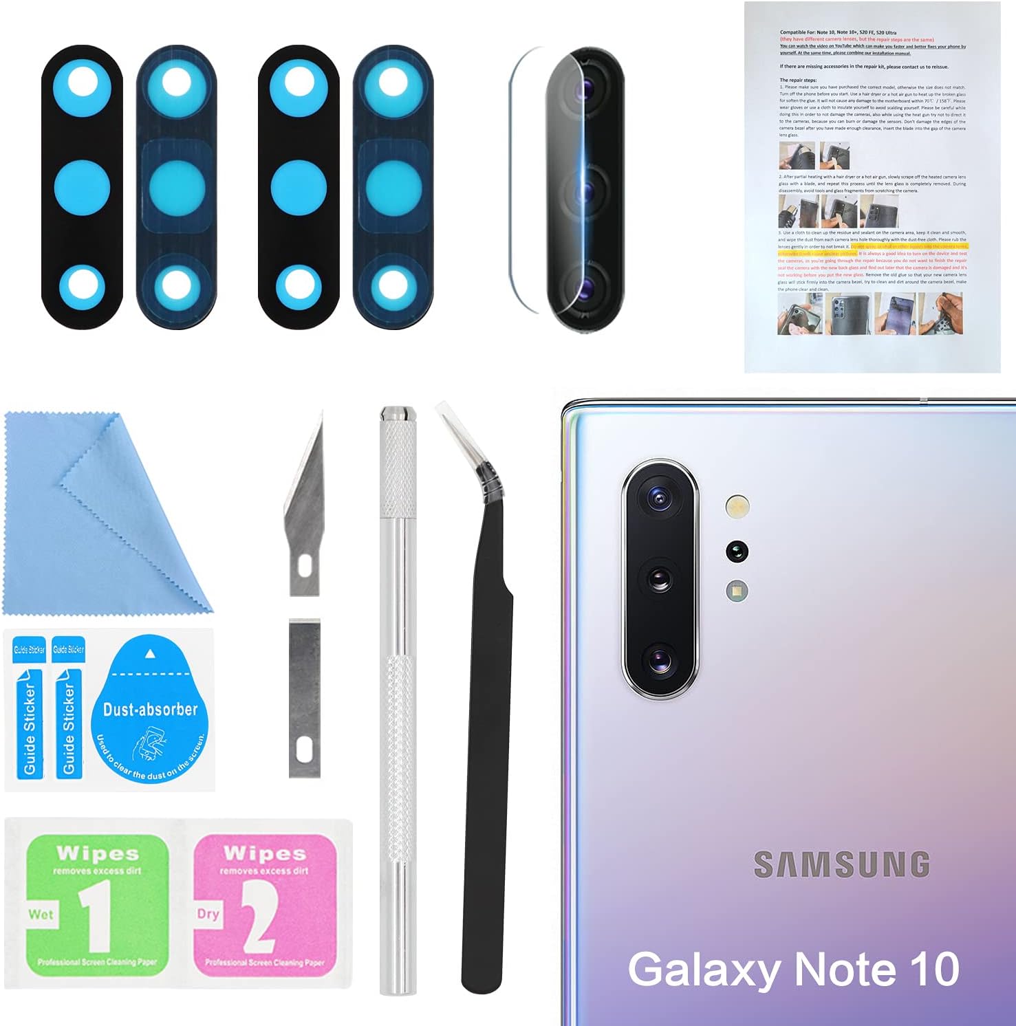 2PCS Galaxy Note 10/ Note 10+ Back Rear Camera Lens Glass