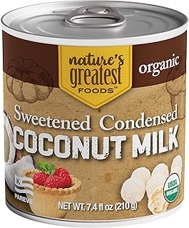 Organic Sweetened Condensed Coconut Milk by Nature’s Greatest Foods - 7.4 Oz – No Guar Gum, Gluten Free, Vegan (Pack of 12)
