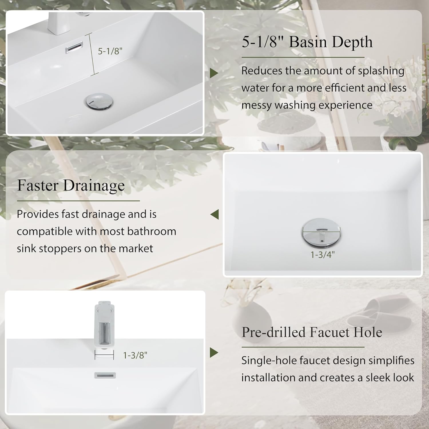 72" Freestanding Bathroom Vanity with Sink - Stone Resin Countertop, Soft Close Drawers & Ash Grey | Modern Bath Storage Cabinet
