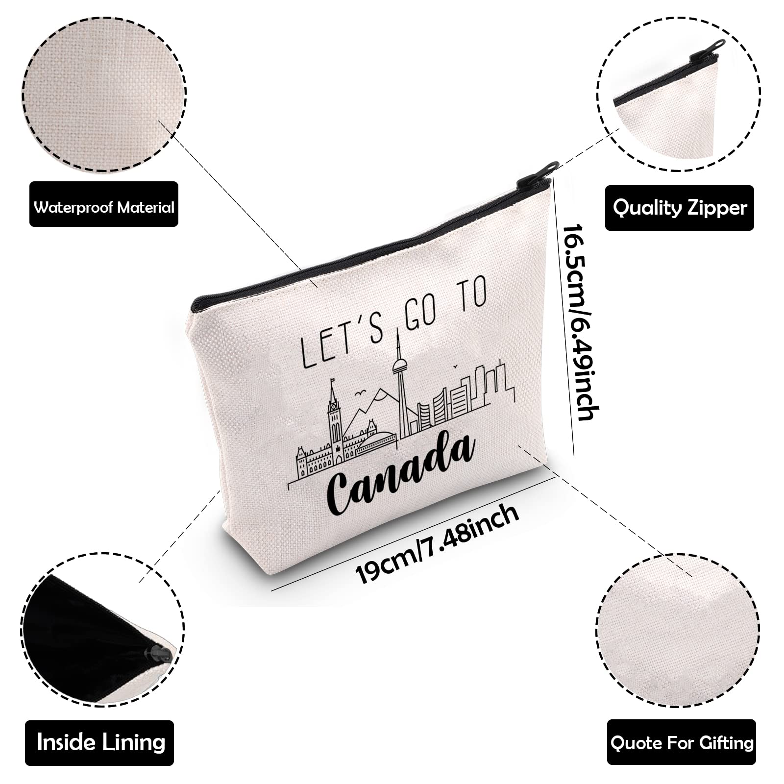 Canada Vacation Gift Canada Trip Travel Case Canada Skyline Cosmetic Bag Let’s Go to Canada Journey Together Gift Canada Travel Souvenir (Canada) - Image 3