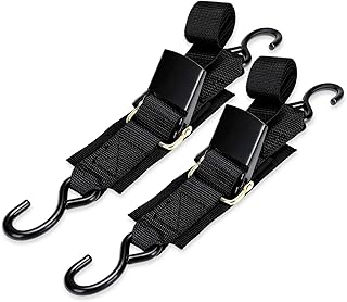 WELLUCK Boat Trailer Transom Tie Downs Straps 1200 LBS, 2" x 4' Adjustable Boat Buckle Transom Tie Downs to Trailer, Marine, Jet ski, Pontoon, with Quick Release Buckle & Anti-Scratch Hooks