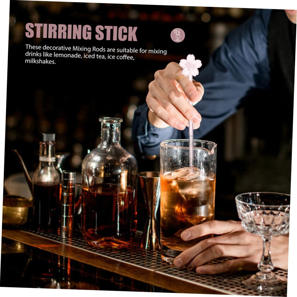3 Pcs Long Handle Glass Stirring Sticks for Juices Honey and Coffee Reusable Swizzle Sticks for Beverages and Parties Easy to Clean Versatile Kitchen Tool