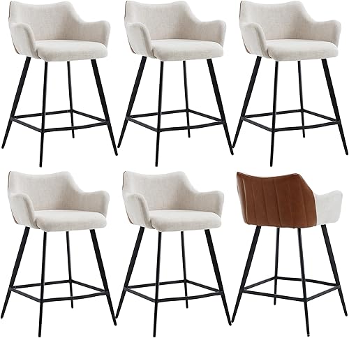 Miniatura 10 de LZAREAL Taburetes de bar de bloque de color para isla de cocina, taburetes de bar con reposapiés, juego de 2 taburetes de bar de altura de mostrador