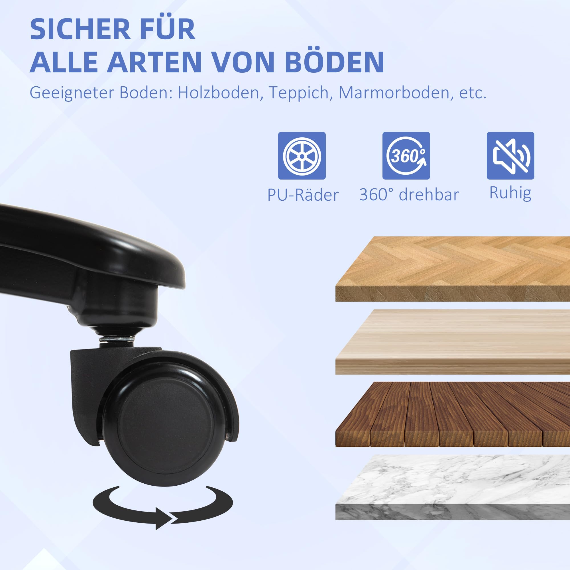 HOMCOM Chefsessel Bürostuhl bis 200 kg Ergonomischer Schreibtischstuhl mit Samtoptik, Hoher Rückenlehne, Höhenverstellbar Drehstuhl mit Breitem Sitz, Wippfunktion, für Büro und Homeoffice Grau