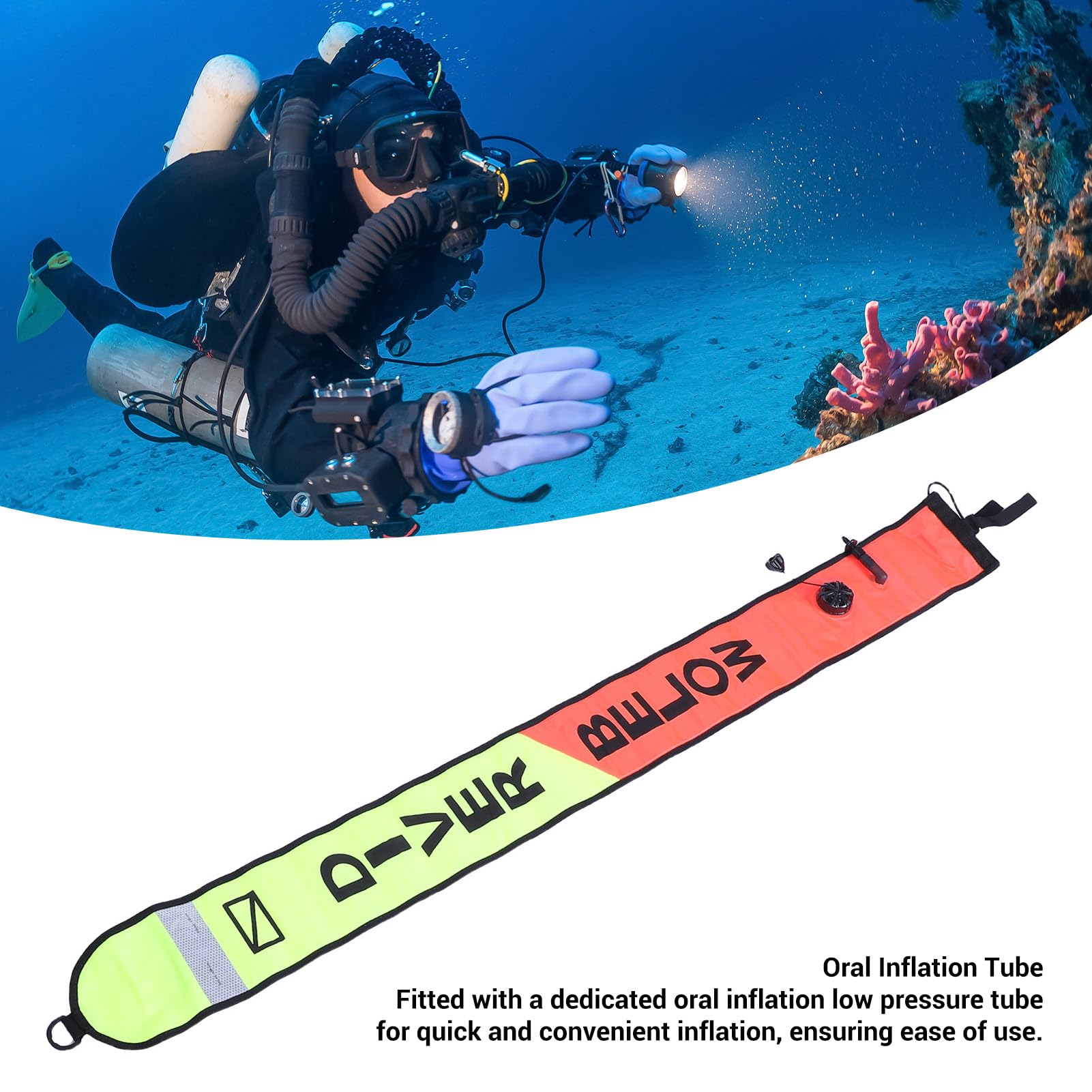 Generic Marcadora de Superficie de Buceo de Alta Visibilidad para Equipo de Buceo de 1,5 M, Tubo de Señal de Nailon a Prueba de Fugas para Buceadores