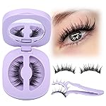 Lanflower Magnetic Eyelashes with Applicator Natural Magnetic Lashes No Need Glue Eyelashes with Magnets Wispy False Eyelashes