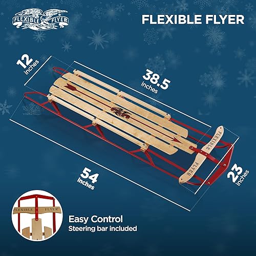 Miniatura 10 de Flexible Flyer - Trineo deslizante de metal Trineo con dirección para nieve de acero y madera.