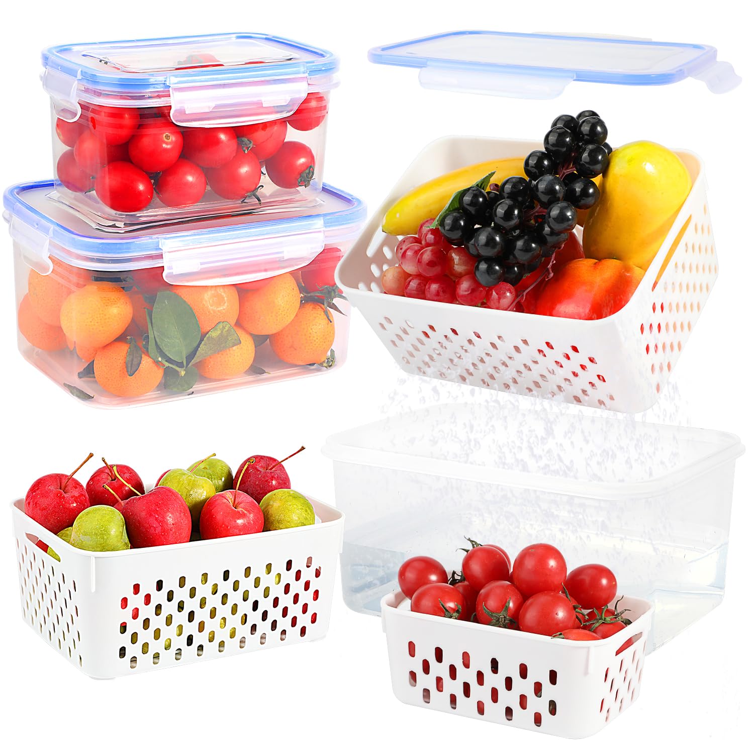 3 Pack Fruit Storage Containers for Fridge, Airtight Food Storage
